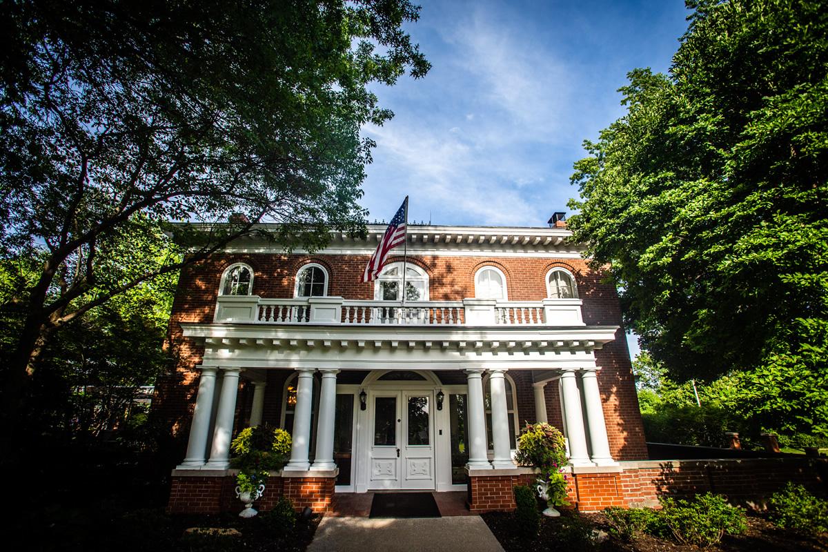 The Thomas Gaunt House was constructed during the decade of the 1870s as evidenced by the white brick lettering on the west side of the structure.