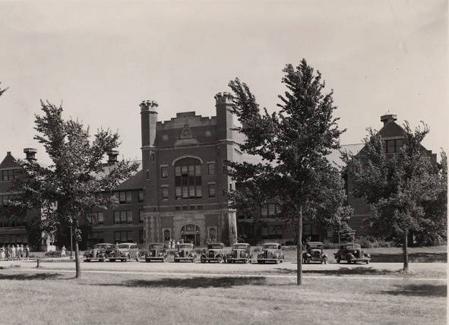 A parking lot was officially created in front of the Administration Building.  The parking lot was needed due to the increasing popularity of automobiles.